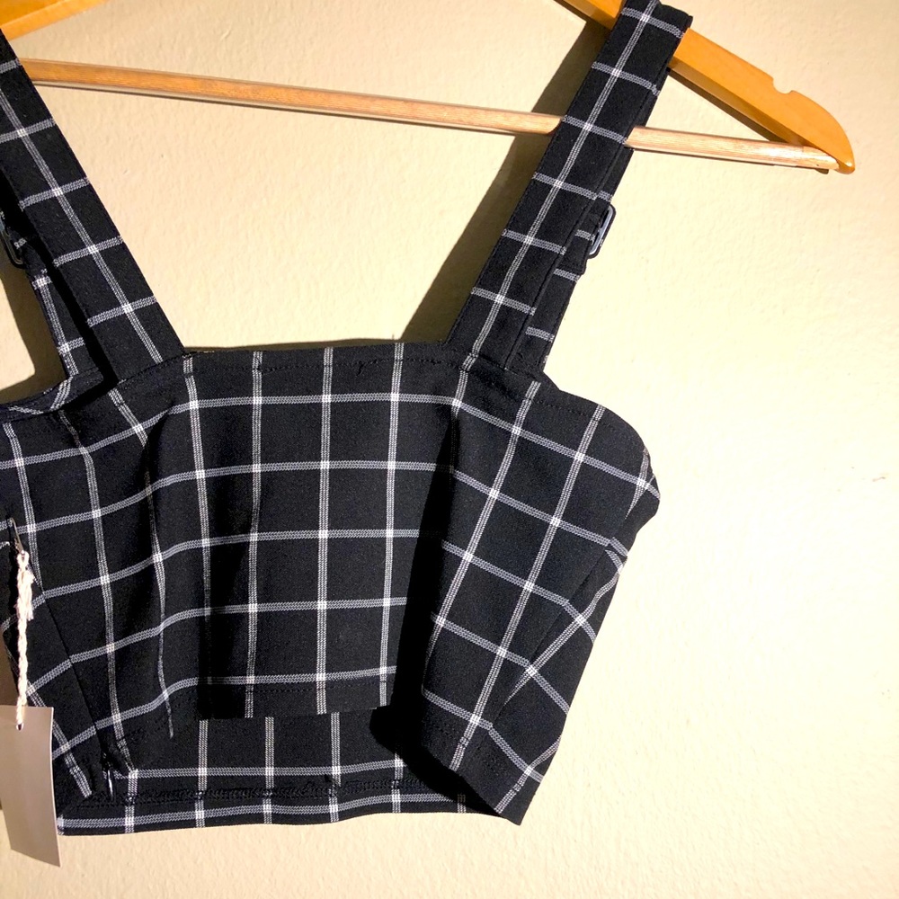 Black checkered crop tank, size S never worn